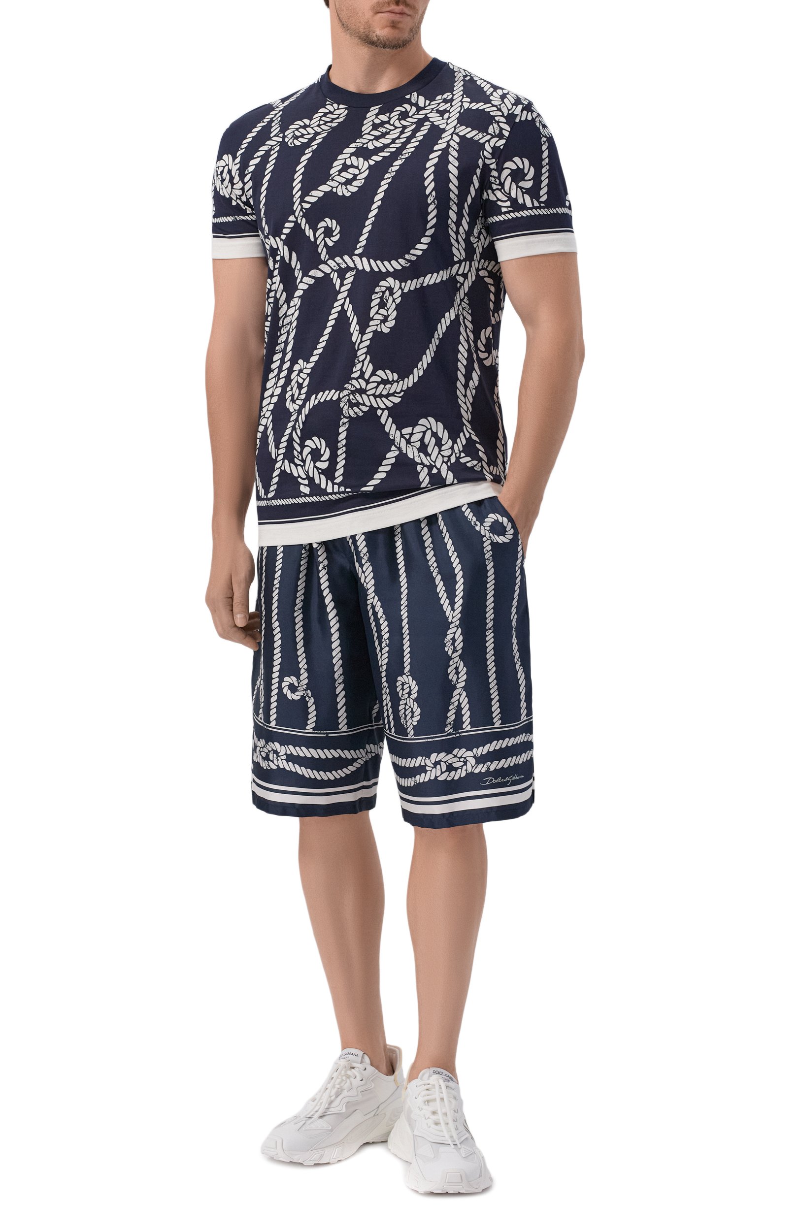 Шелковые шорты DOLCE & GABBANA темно-синего цвета по цене 139500 руб., арт. GV37AT/HI143, фото 2 Шелковые шорты DOLCE & GABBANA, арт. GV37AT/HI143, фото 2