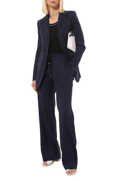 Брюки изо льна и вискозы LORENA ANTONIAZZI темно-синего цвета по цене 77100 руб., арт. P2352PA43A/3347, фото 2 Брюки изо льна и вискозы LORENA ANTONIAZZI, арт. P2352PA43A/3347, фото 2