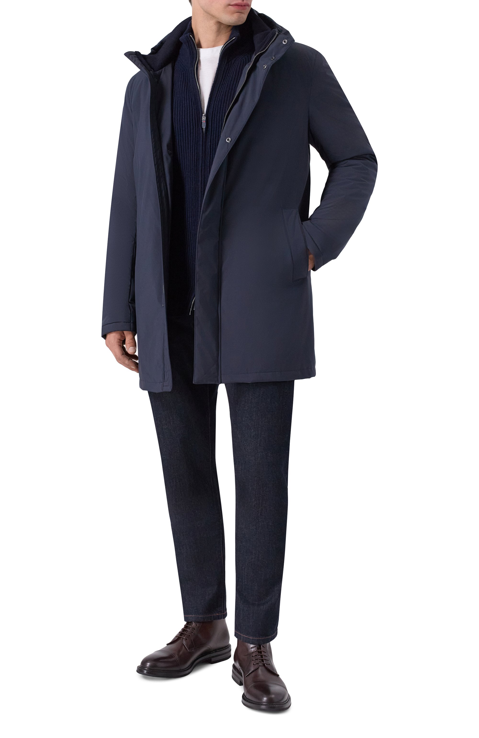 Утепленная парка ANDREA CAMPAGNA темно-синего цвета по цене 198500 руб., арт. M0D.ASIAG0/VIN, фото 2 Утепленная парка ANDREA CAMPAGNA, арт. M0D.ASIAG0/VIN, фото 2