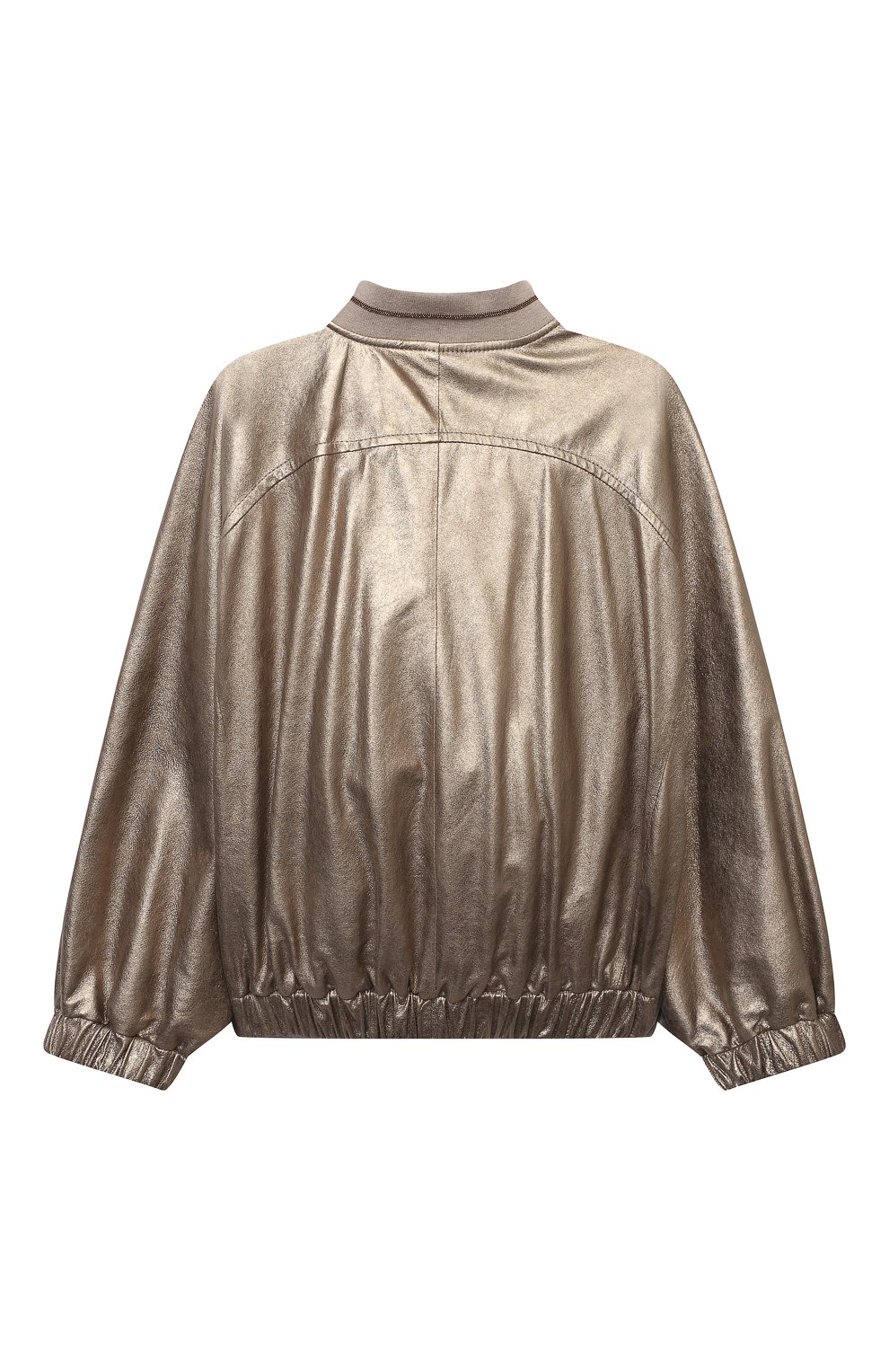 Кожаный бомбер BRUNELLO CUCINELLI золотого цвета по цене 209000 руб., арт. B0PELY620B, фото 2 Кожаный бомбер BRUNELLO CUCINELLI, арт. B0PELY620B, фото 2