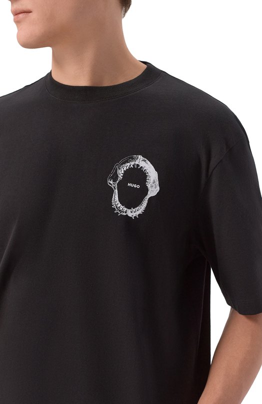 Хлопковая футболка HUGO Blue 50554370 Чёрный  50554370 Фото 5