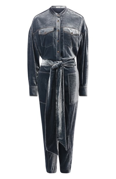 Женский бархатный комбинезон с поясом BRUNELLO CUCINELLI, арт. MA588Q2999