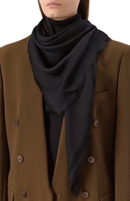Женский палантин WEEKEND MAX MARA черного цвета, арт. TEULADA | Фото 2 (Материал: Текстиль; Материал сплава: Проставлено; Нос: Не проставлено)