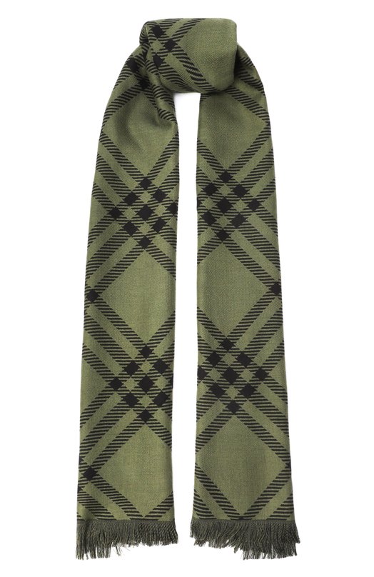 Шарф из шерсти и шелка Burberry 8112463 Хаки 8112463