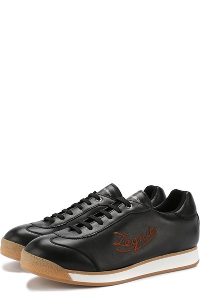 Кожаные кеды на шнуровке ZEGNA, арт. A4018X-M0U, фото 1