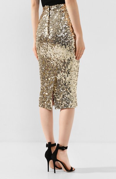 Юбка с пайетками DOLCE & GABBANA золотого цвета по цене 125500 руб., арт. F4BS1T/HLMZM, фото 4 Юбка с пайетками DOLCE & GABBANA, арт. F4BS1T/HLMZM, фото 4