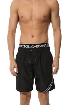 Мужские плавки-шорты DOLCE & GABBANA черного цвета, арт. M4E71T/FUSFW | Фото 2 (Принт: Без принта; Материал внешний: Синтетический материал; Материал сплава: Проставлено; Нос: Не проставлено; Мужское Кросс-КТ: плавки-шорты)