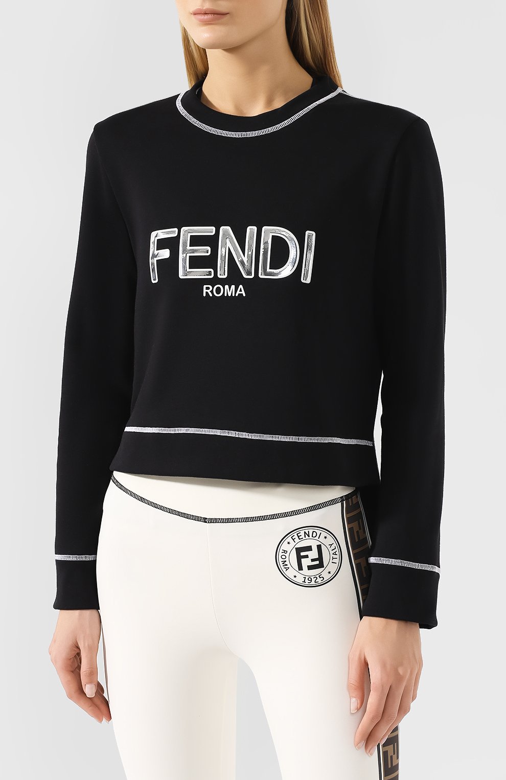 Хлопковый свитшот FENDI черного цвета по цене 46500 руб., арт. FAF089 A6JD, фото 3 Хлопковый свитшот FENDI, арт. FAF089 A6JD, фото 3