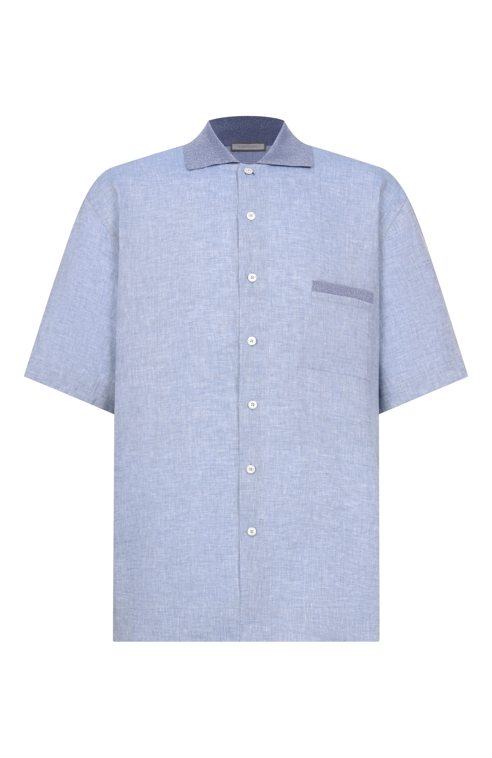 Льняная рубашка CORTIGIANI голубого цвета по цене 84150 руб., арт. 4AC612, фото 1 Льняная рубашка CORTIGIANI, арт. 4AC612, фото 1