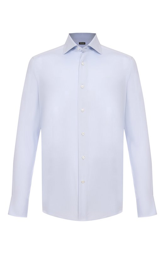 Хлопковая сорочка Zegna 9MS0BA/R904108A9 Синий 9MS0BA/R904108A9