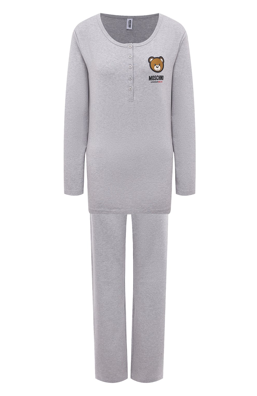 Хлопковая пижама MOSCHINO серого цвета по цене 23150 руб., арт. 232V6/A7889/4411, фото 1 Хлопковая пижама MOSCHINO, арт. 232V6/A7889/4411, фото 1