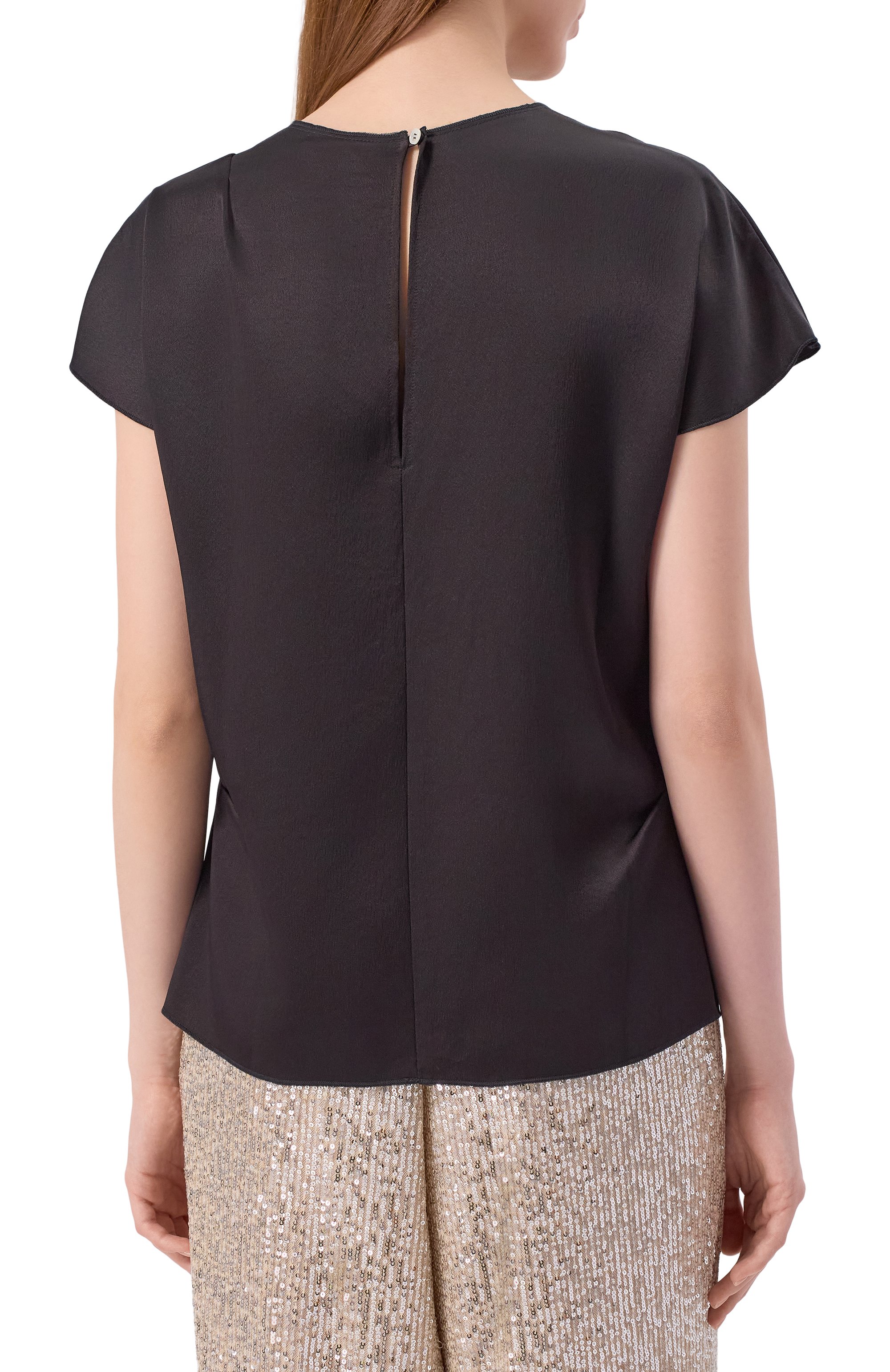 Атласный топ NOBLE&BRULEE черного цвета по цене 38000 руб., арт. NB125/180625/03, фото 4 Атласный топ NOBLE&BRULEE, арт. NB125/180625/03, фото 4