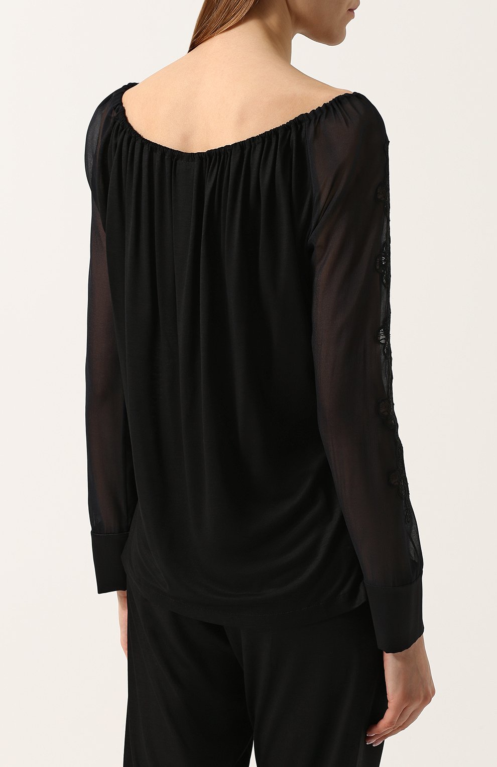 Однотонный топ с длинным рукавом и круглым вырезом LA PERLA, арт. 0004810, фото 4