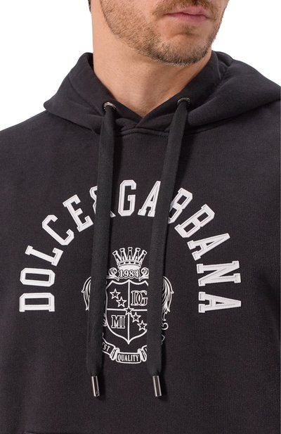 Хлопковое худи DOLCE & GABBANA черного цвета по цене 125500 руб., арт. G9BGPT/G7P0T, фото 5 Хлопковое худи DOLCE & GABBANA, арт. G9BGPT/G7P0T, фото 5