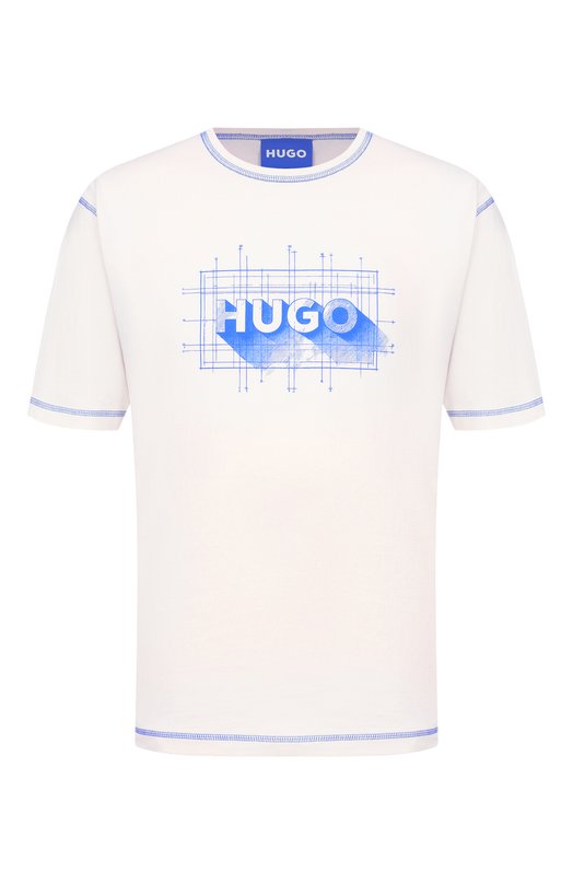 Хлопковая футболка HUGO Blue 50553498 Белый 50553498
