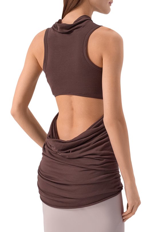 Топ из вискозы и шелка Rick Owens RP01F6103/JS Коричневый  RP01F6103/JS Фото 4