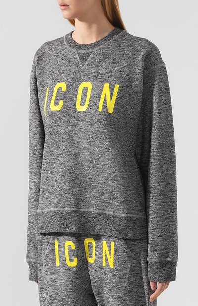 Хлопковый свитшот DSQUARED2 серого цвета по цене 42050 руб., арт. S75GU0235/S25385, фото 3 Хлопковый свитшот DSQUARED2, арт. S75GU0235/S25385, фото 3