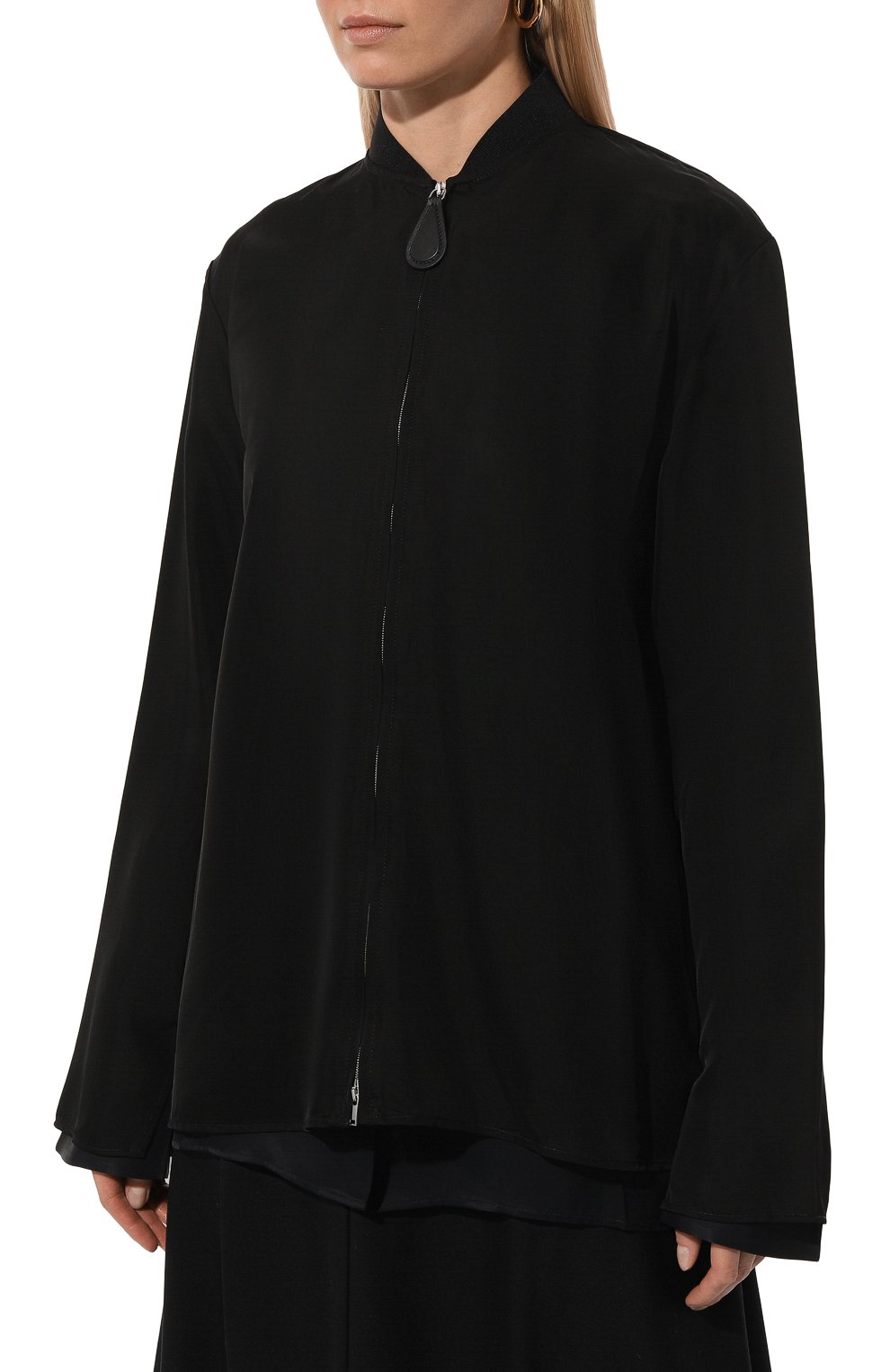 Рубашка из вискозы JIL SANDER черного цвета по цене 120500 руб., арт. J52DL0009/J65182, фото 3 Рубашка из вискозы JIL SANDER, арт. J52DL0009/J65182, фото 3
