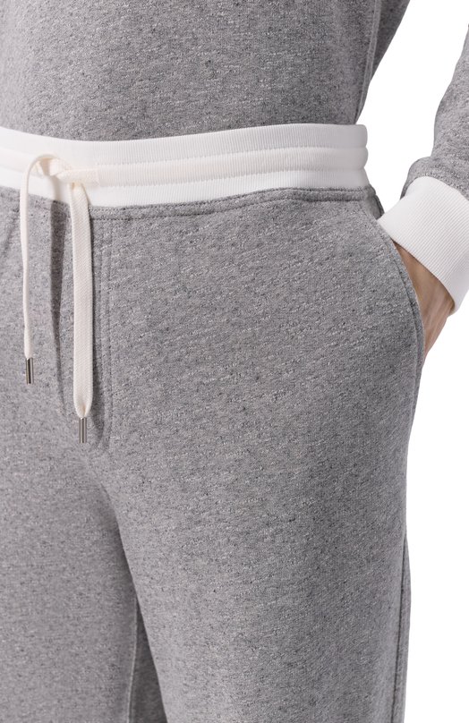 Брюки из хлопка и льна Brunello Cucinelli MR8313381G Серый  MR8313381G Фото 5