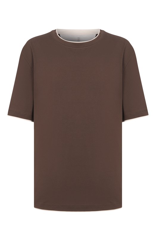 Хлопковая футболка Brunello Cucinelli M0B137427W Коричневый M0B137427W