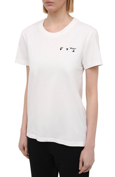 Хлопковая футболка OFF-WHITE белого цвета по цене 32700 руб., арт. 0WAA049R21JER001, фото 3 Хлопковая футболка OFF-WHITE, арт. 0WAA049R21JER001, фото 3