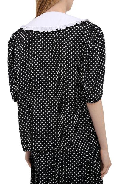 Шелковая блузка MIU MIU черно-белого цвета по цене 99000 руб., арт. MK1579-X9H-F0967, фото 4 Шелковая блузка MIU MIU, арт. MK1579-X9H-F0967, фото 4