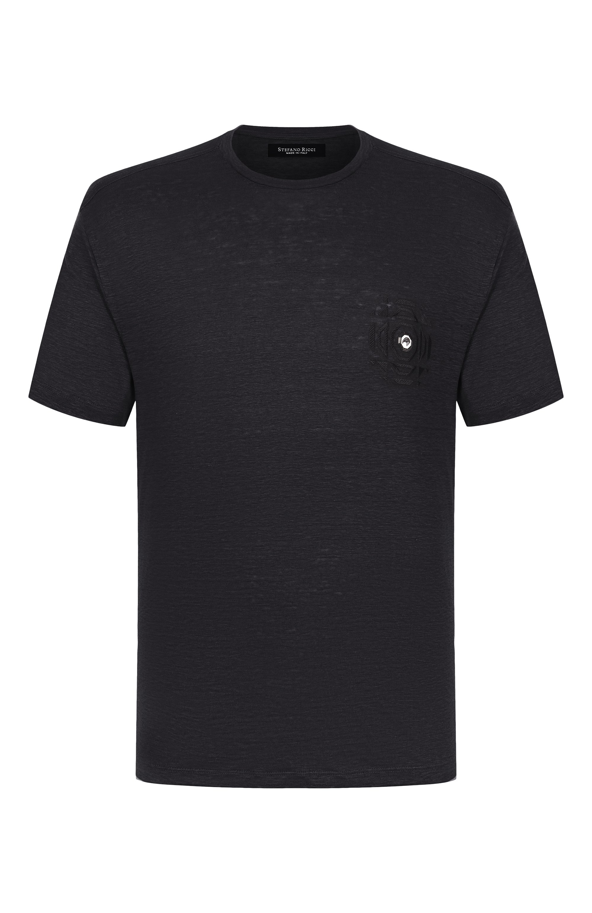 Льняная футболка STEFANO RICCI черного цвета по цене 89400 руб., арт. MNH5104070/LN, фото 1 Льняная футболка STEFANO RICCI, арт. MNH5104070/LN, фото 1