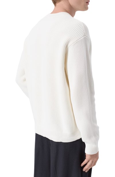Хлопковый свитер EMPORIO ARMANI белого цвета по цене 36000 руб., арт. EM004615/AF24418, фото 4 Хлопковый свитер EMPORIO ARMANI, арт. EM004615/AF24418, фото 4