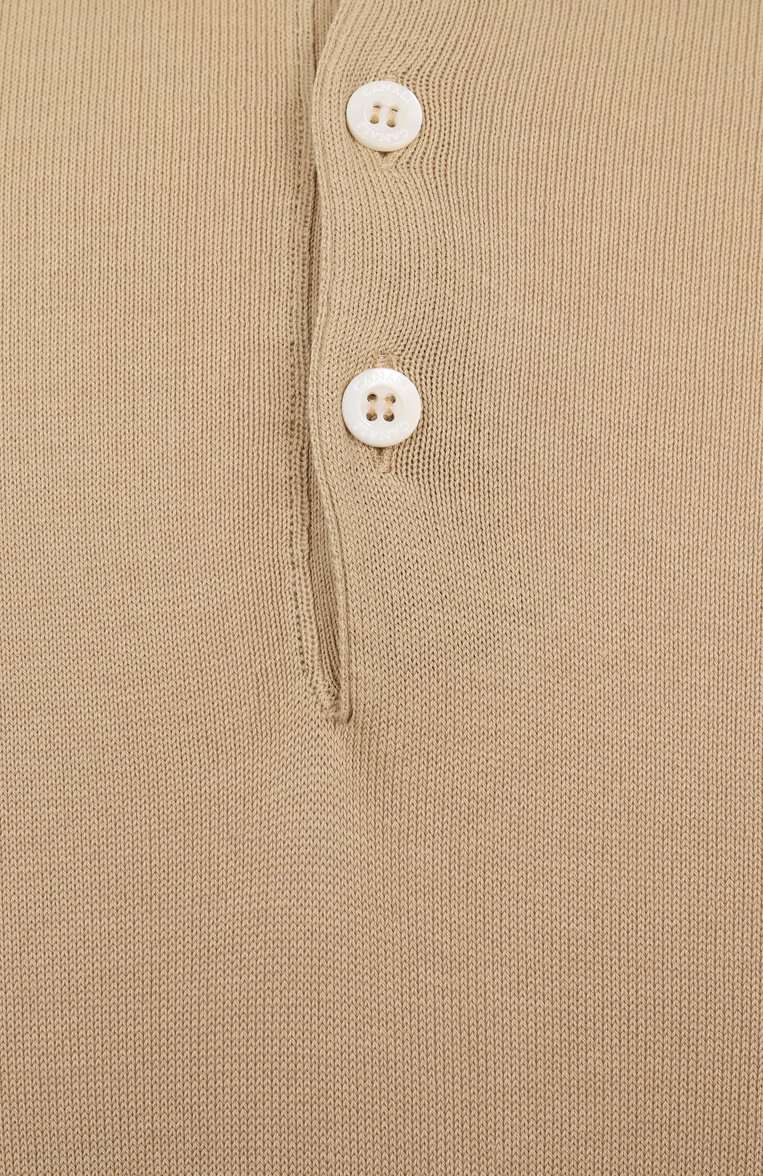 Мужское хлопковое поло CANALI светло-бежевого цвета, арт. C1053/MK02261 | Фото 6 (Рукава: Короткие; Длина (для топов): Стандартные; Стили: Кэжуэл; Материал внешний: Хлопок; Кросс-КТ: Трикотаж; Застежка: Пуговицы; Принт: Без принта)