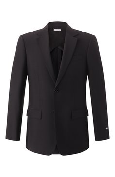 Мужской шерстяной пиджак BURBERRY черного цвета, арт. 8101072 | Фото 1 (Драгоценные камни: Проставлено; Рукава: Длинные; Материал внешний: Шерсть; Длина (для топов): Стандартные; Материал сплава: Проставлено; Стили: Классический; Пиджаки М: Приталенный; Случай: Формальный; 1-2-бортные: Однобортные)