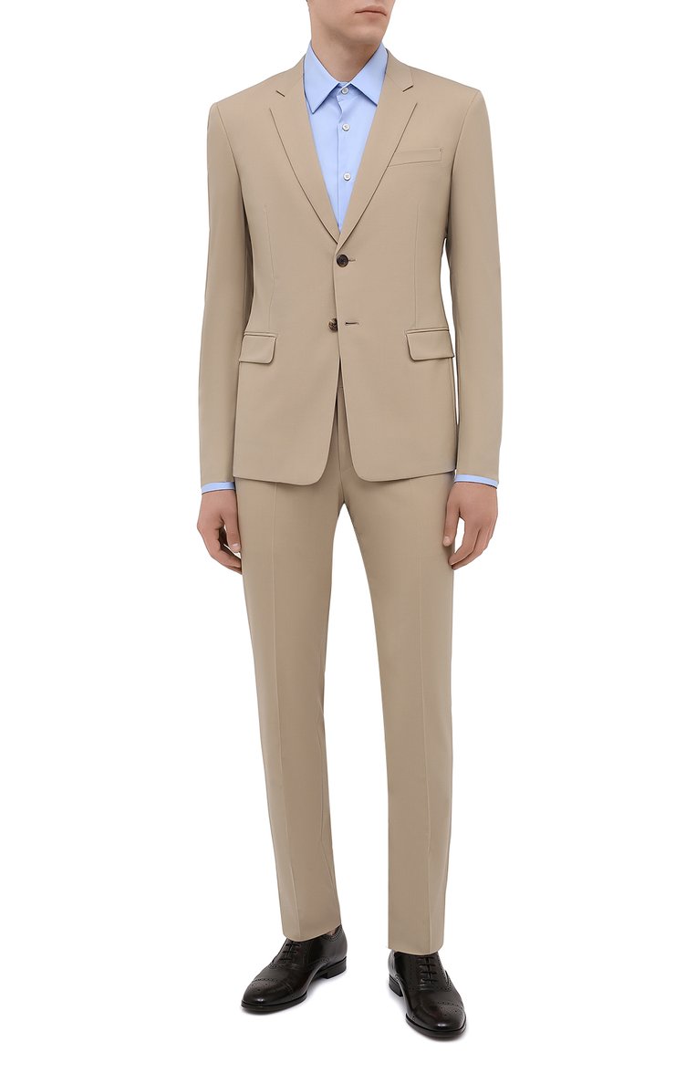 Мужская хлопковая сорочка PRADA голубого цвета, арт. UCM608-F62-F0012 | Фото 2 (Материал внешний: Хлопок; Длина (для топов): Стандартные; Рукава: Длинные; Случай: Формальный; Стили: Классический; Воротник: Кент; Принт: Однотонные; Манжеты: На пуговицах; Автоматизация ТО: Проставлено; Автоматизация состава: Проставлено; Детали: Без декора)