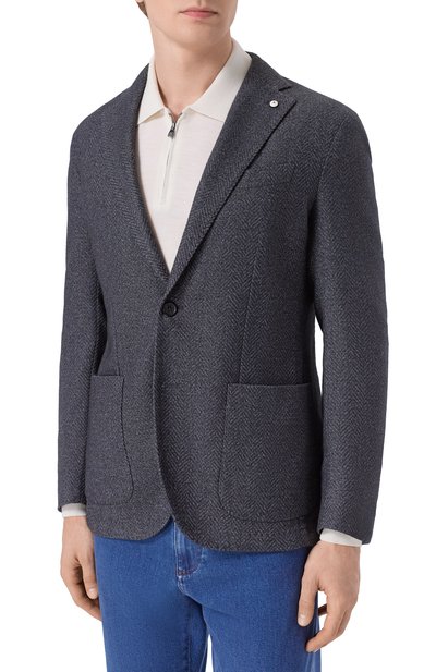 Пиджак из шерсти и хлопка L.B.M. 1911 темно-серого цвета по цене 98550 руб., арт. 2887/55515, фото 4 Пиджак из шерсти и хлопка L.B.M. 1911, арт. 2887/55515, фото 4