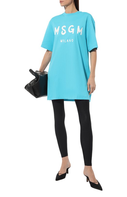 Хлопковое платье MSGM 3641MDA510/247002 Голубой  3641MDA510/247002 Фото 2