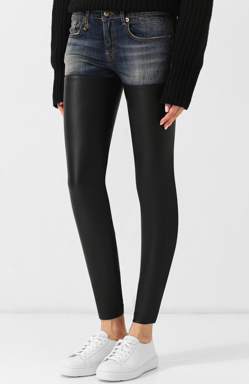 Джинсы-скинни из хлопка и кожи R13, арт. R13WM0041-15, фото 3