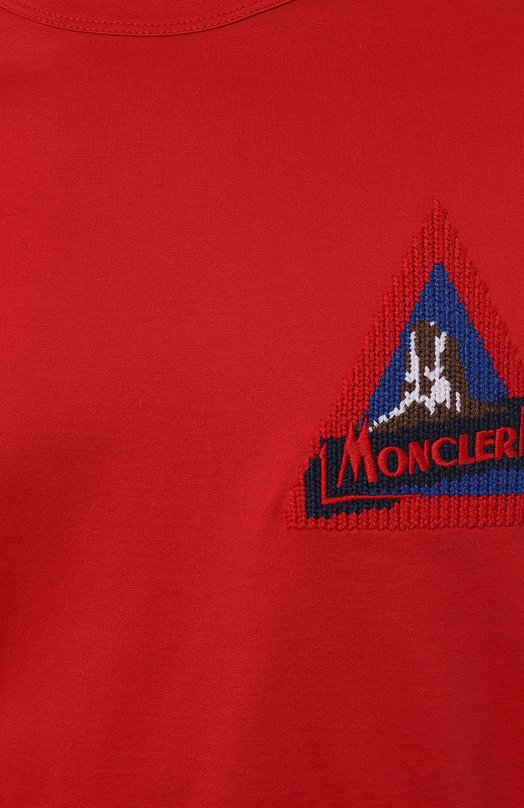 Хлопковая футболка Moncler 8C743-8390Y Красный  8C743-8390Y Фото 5