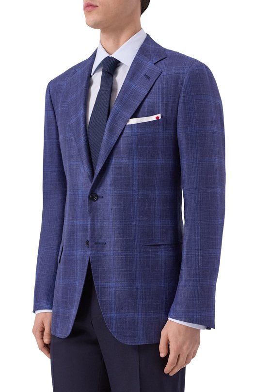 Пиджак из кашемира и шелка Kiton UG81K0640E11 Синий  UG81K0640E11 Фото 4