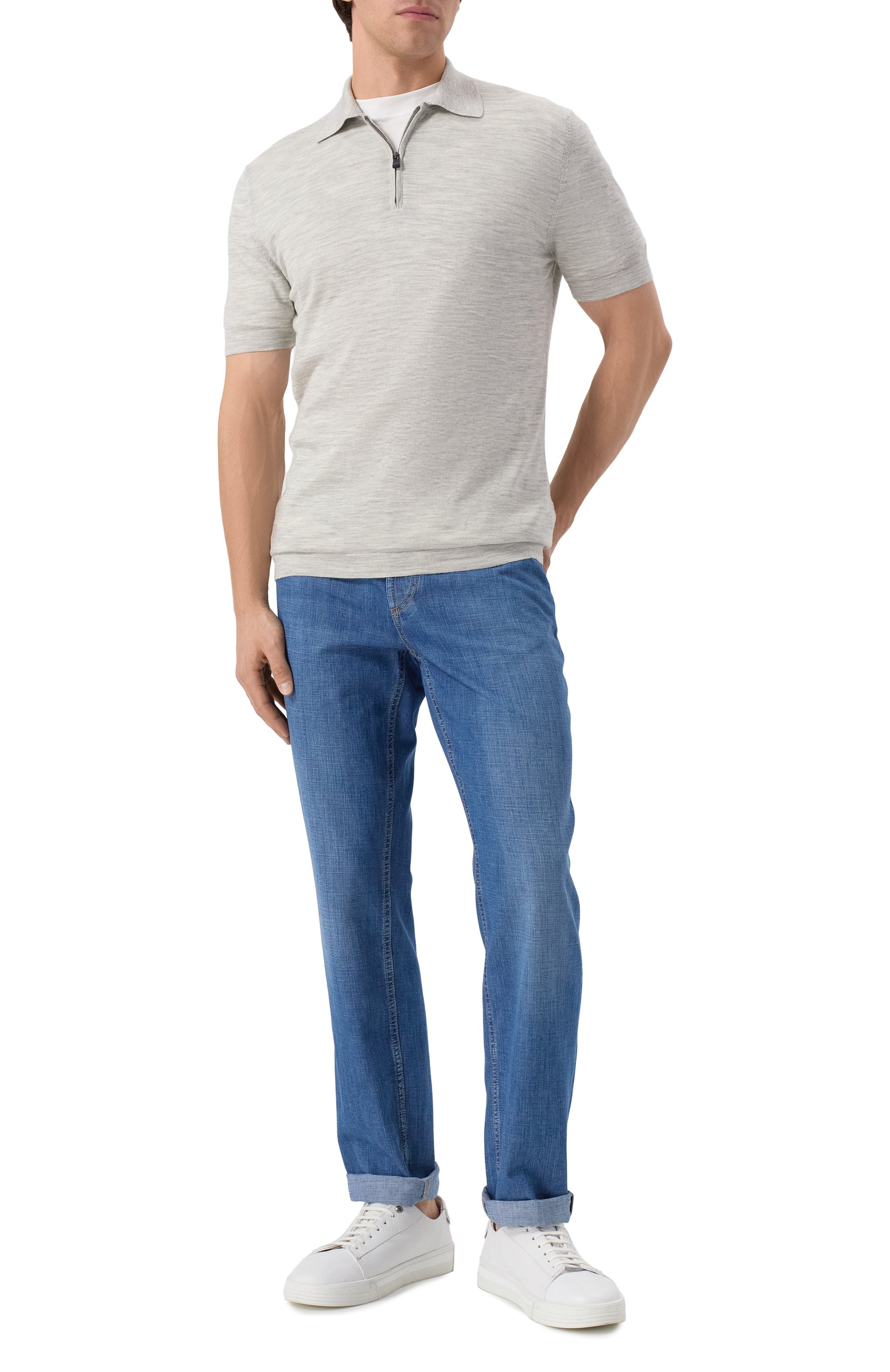 Поло из шерсти и шелка KITON, арт. UMM059202, фото 2