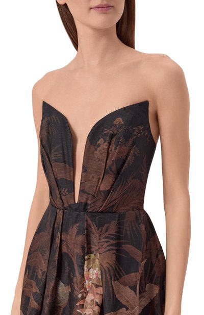 Платье изо льна и шелка ZIMMERMANN коричневого цвета по цене 299500 руб., арт. 3850DS251, фото 4 Платье изо льна и шелка ZIMMERMANN, арт. 3850DS251, фото 4