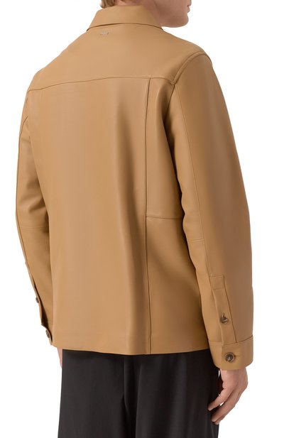 Кожаная куртка-рубашка BOSS коричневого цвета по цене 99950 руб., арт. 50543222, фото 4 Кожаная куртка-рубашка BOSS, арт. 50543222, фото 4