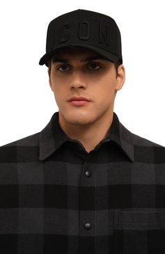Мужская хлопковая бейсболка icon DSQUARED2 черного цвета, арт. BCM0412 05C00001 | Фото 2 (Материал: Хлопок, Текстиль; Нос: Не проставлено)