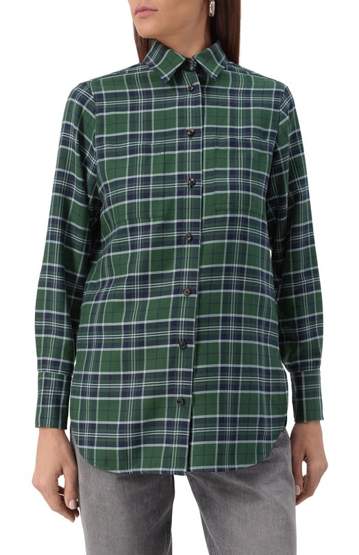 Рубашка из хлопка и кашемира Kiton D52445H0942007 Зелёный  D52445H0942007 Фото 3