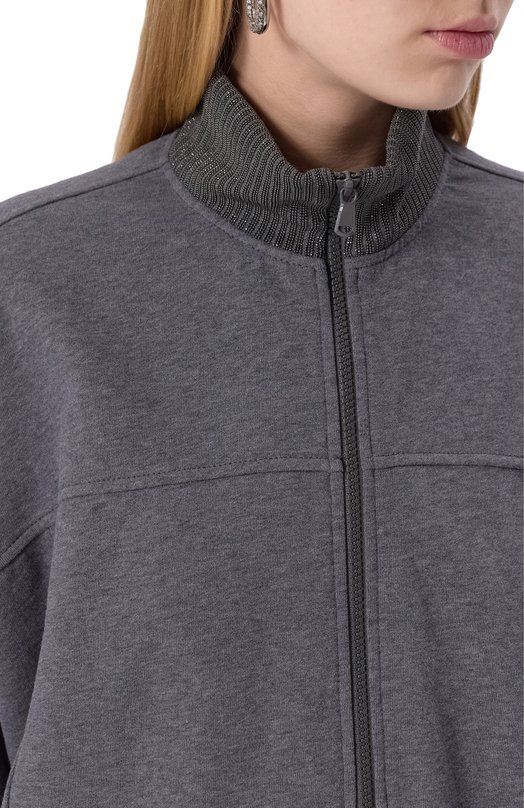 Хлопковая толстовка Brunello Cucinelli MN05NHR216 Серый  MN05NHR216 Фото 5