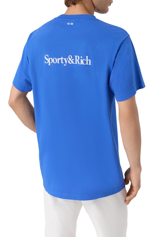 Хлопковая футболка Sporty and Rich T0043627666BL120 Синий  T0043627666BL120 Фото 4