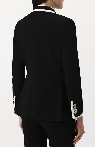 Приталенный жакет из вискозы с контрастной отделкой GUCCI, арт. 500010/ZKR01, фото 4