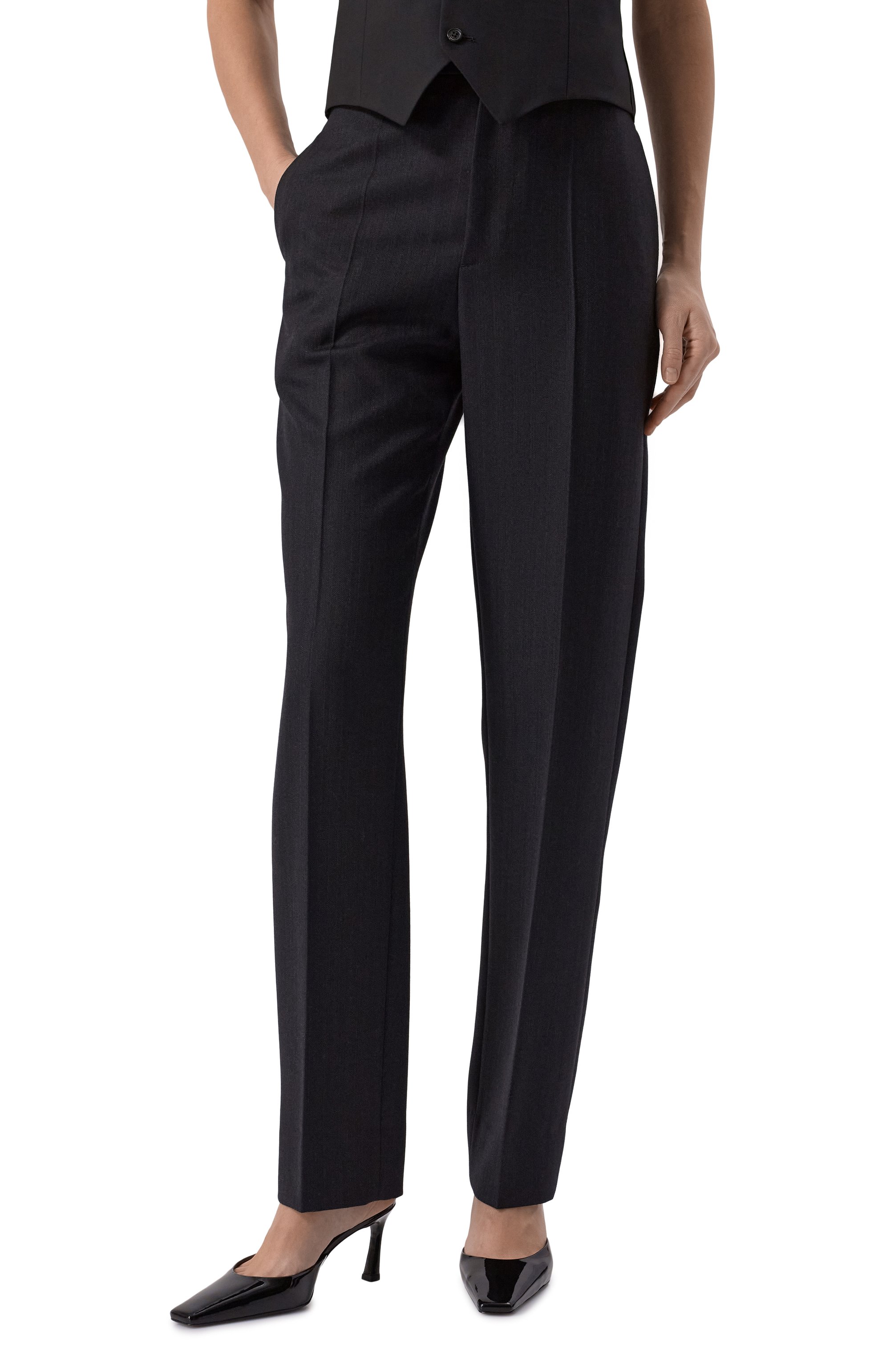 Шерстяные брюки BOTTEGA VENETA темно-синего цвета по цене 163000 руб., арт. 816188/V36K0, фото 3 Шерстяные брюки BOTTEGA VENETA, арт. 816188/V36K0, фото 3