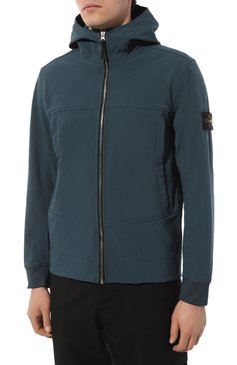 Мужская куртка STONE ISLAND бирюзового цвета, арт. 7515Q0122 | Фото 3 (Материал подклада: Синтетический материал; Рукава: Длинные; Материал сплава: Проставлено; Материал внешний: Синтетический материал; Длина (верхняя одежда): Короткие; Драгоценные камни: Проставлено; Кросс-КТ: Куртка, Ветровка, Легкие; Стили: Кэжуэл)