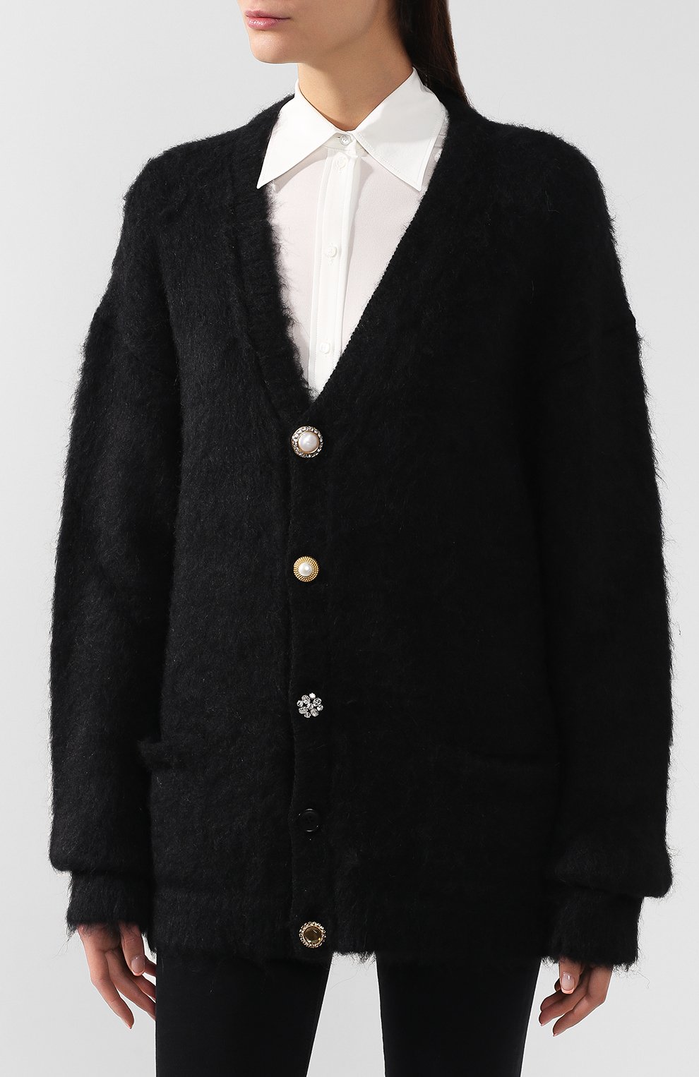 Шерстяной кардиган VETEMENTS черного цвета по цене 99850 руб., арт. WAH20KN305, фото 3 Шерстяной кардиган VETEMENTS, арт. WAH20KN305, фото 3