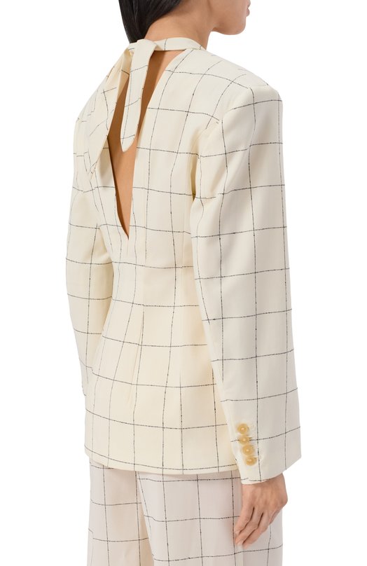 Хлопковый жакет Erika Cavallini P6SM01 Кремовый  P6SM01 Фото 4