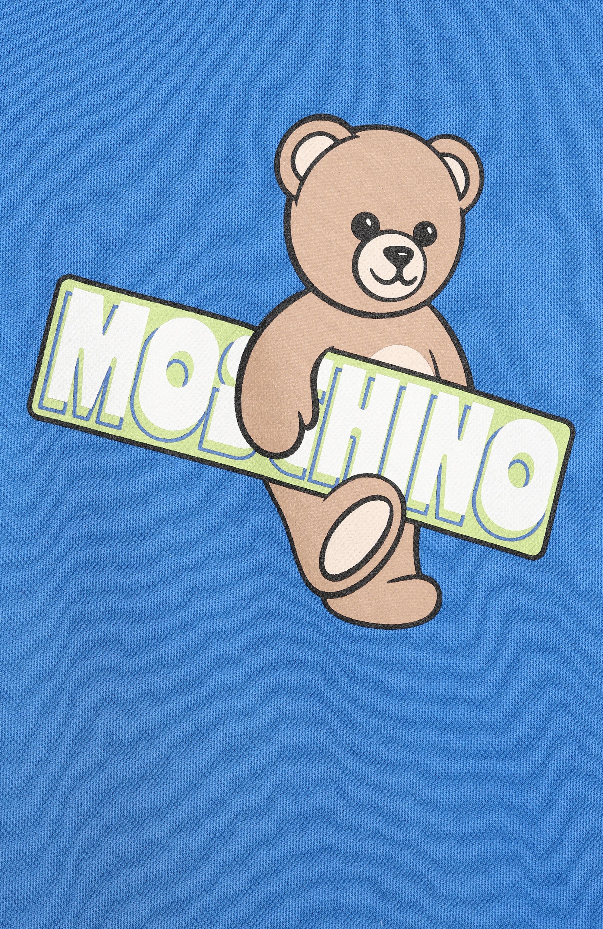 Хлопковая футболка MOSCHINO синего цвета по цене 10850 руб., арт. HYM03S/LFA07_001, фото 3 Хлопковая футболка MOSCHINO, арт. HYM03S/LFA07_001, фото 3