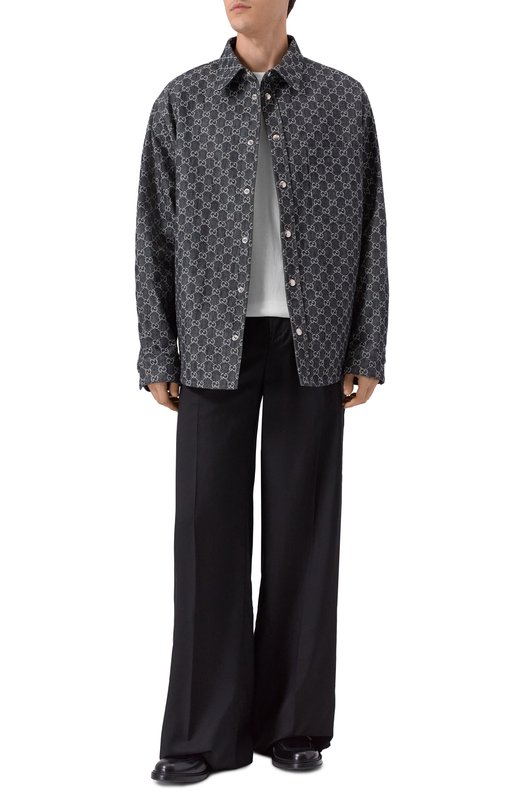 Хлопковая рубашка Gucci 766142/XDC88 Чёрный  766142/XDC88 Фото 2